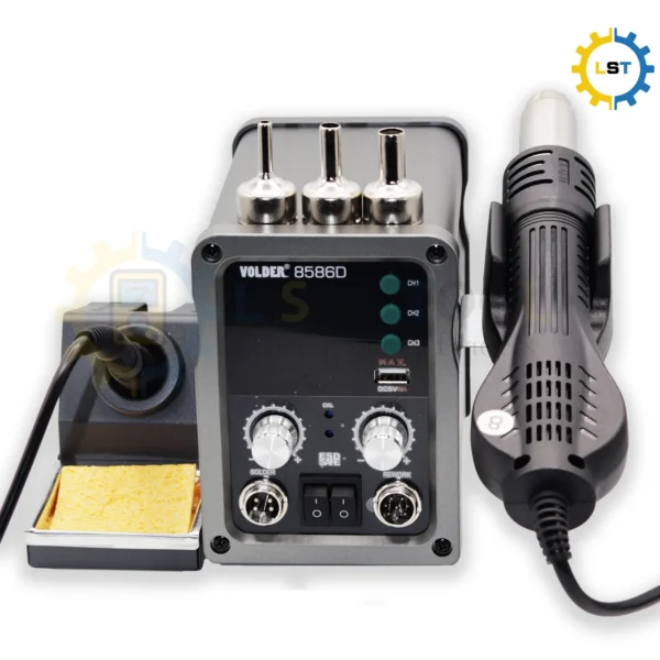 Volder 8586D Hot Air Gun Electric Iron 2-In-1 Desoldering Station Dual-Use Digital Display Mobile Phone Repair Welding Station