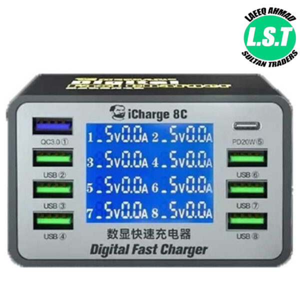 MECHANIC I CHARGER 8C USB Interfaces Quick Charger LCD-3