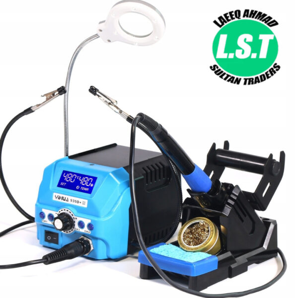 YIHUA 939D+ III multi-function LCD digital 75W with clips and LED Magnifying Lens soldering solder iron station - 4