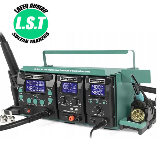 YIHUA 813 Portable 3 Machines Combination Repair Set Phone Laptop Repair DC Power Supply Hot Air Soldering Work Station - 6