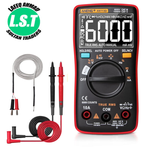ANENG AN113D Intelligent Auto Measure True- RMS Digital Multimeter 6000 Counts - 4