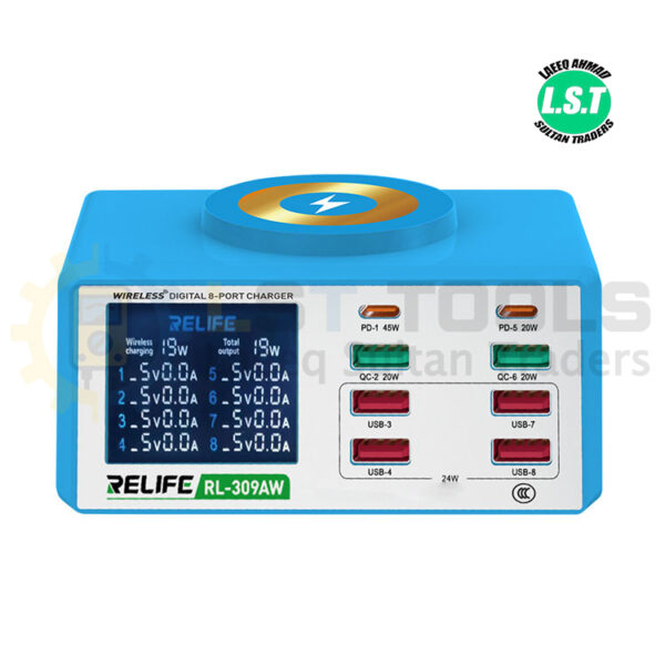 RELIFE RL-309AW Wireless digital display 8-port charger 100W