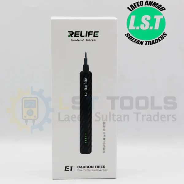 RELIFE E1 Carbon Fiber Electric Torque Screwdriver Set 12 Bits 4LED Shadowless Lights for Mobile Phone Screw Disassembly Repair
