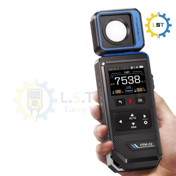 FNIRSI FPM-02 High Precision Illuminance Luxmeter Light Meter 99990 LUX Range Rotatable Probe TFT HD Screen Temperature Humidity Measurement Portable USB Rechargeable Sensor